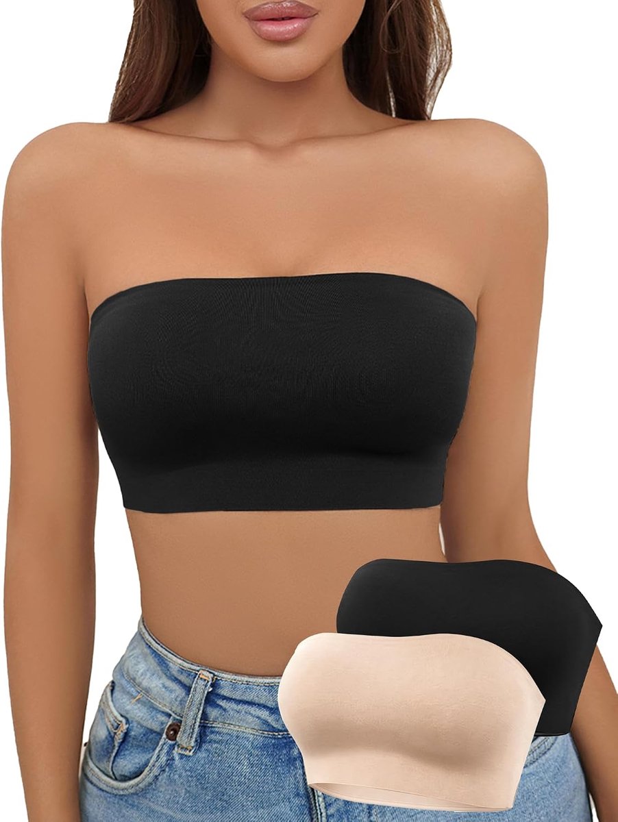 Beha voor dames, zonder bandjes, bandeau-top, ongevoerd, stretch-bovendeel