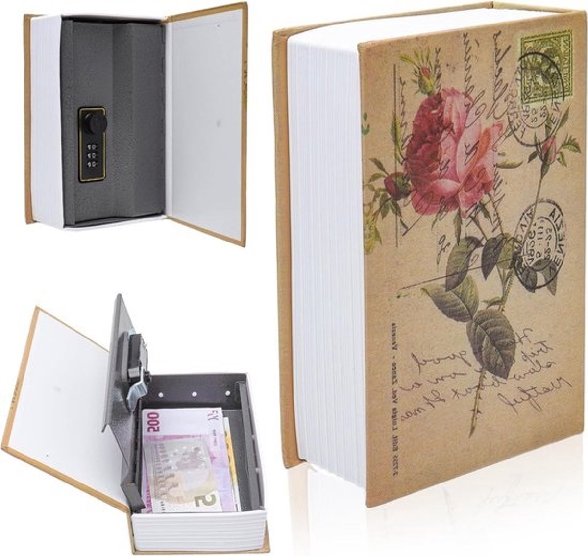 Veilig boek met combinatieslot - voor bankbiljetten, sieraden, sleutels en waardevolle spullen - ideale geheime opbergruimte - voor thuis, op kantoor en tijdens reizen