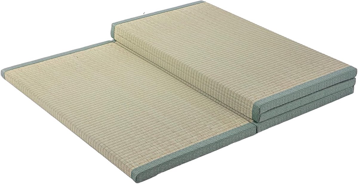 Japanse Tatami-matras, 4-voudige Tatami-matten, Natuurlijke Rush Grasmatten Die Gunstig Zijn Voor Schouders En Rug, Geschikt Voor Meditatie, Yoga En Zen Kamer Praktijk(Size:90x200x3.5cm)
