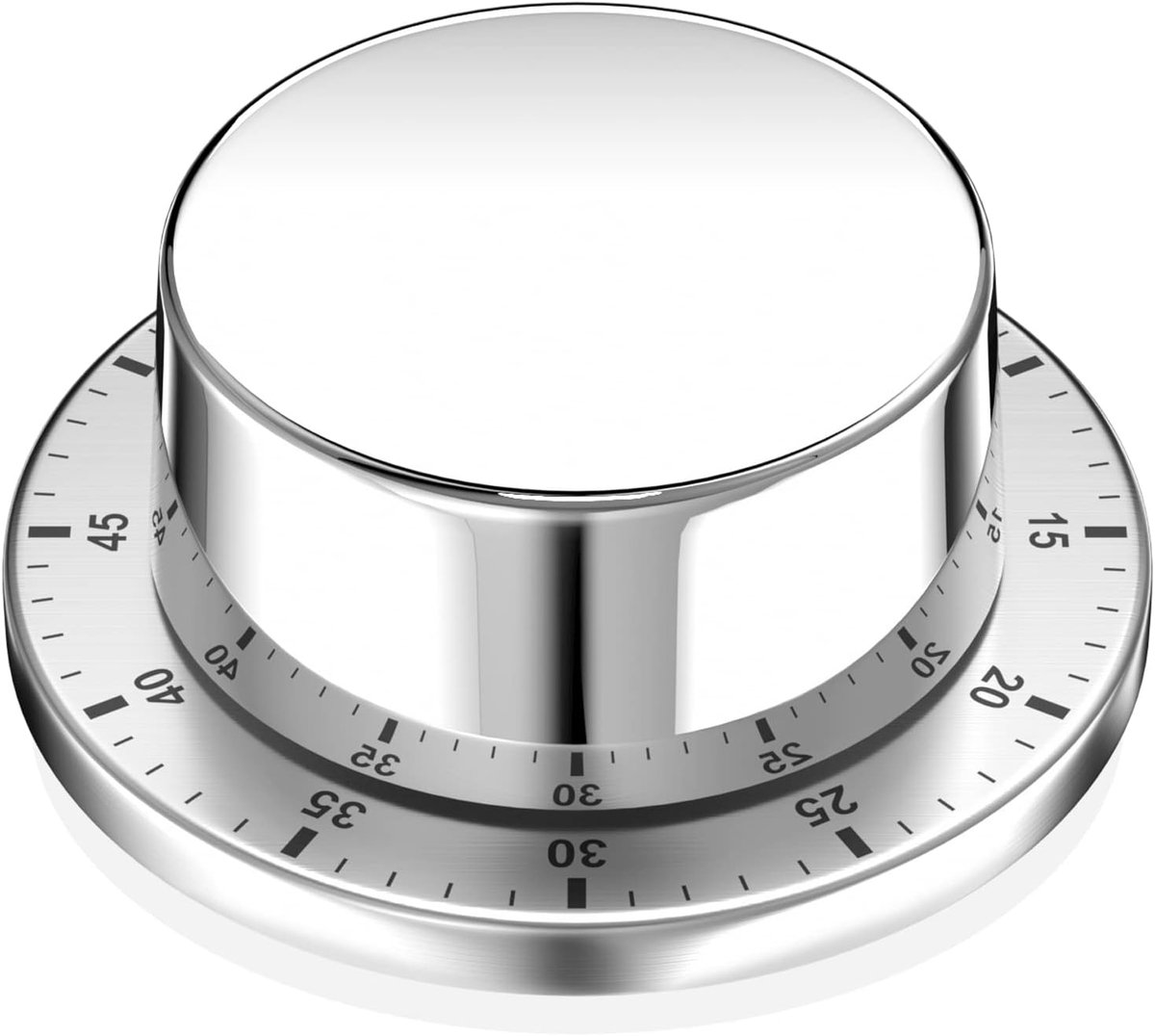 Mechanische Keukentimer, Adsorbeerbare Magnetische Herbruikbare Waterdichte Roestvrijstalen Countdown-Timer Voor Bakken, Koken, Gekookte Eieren in De Keuken, Zilver