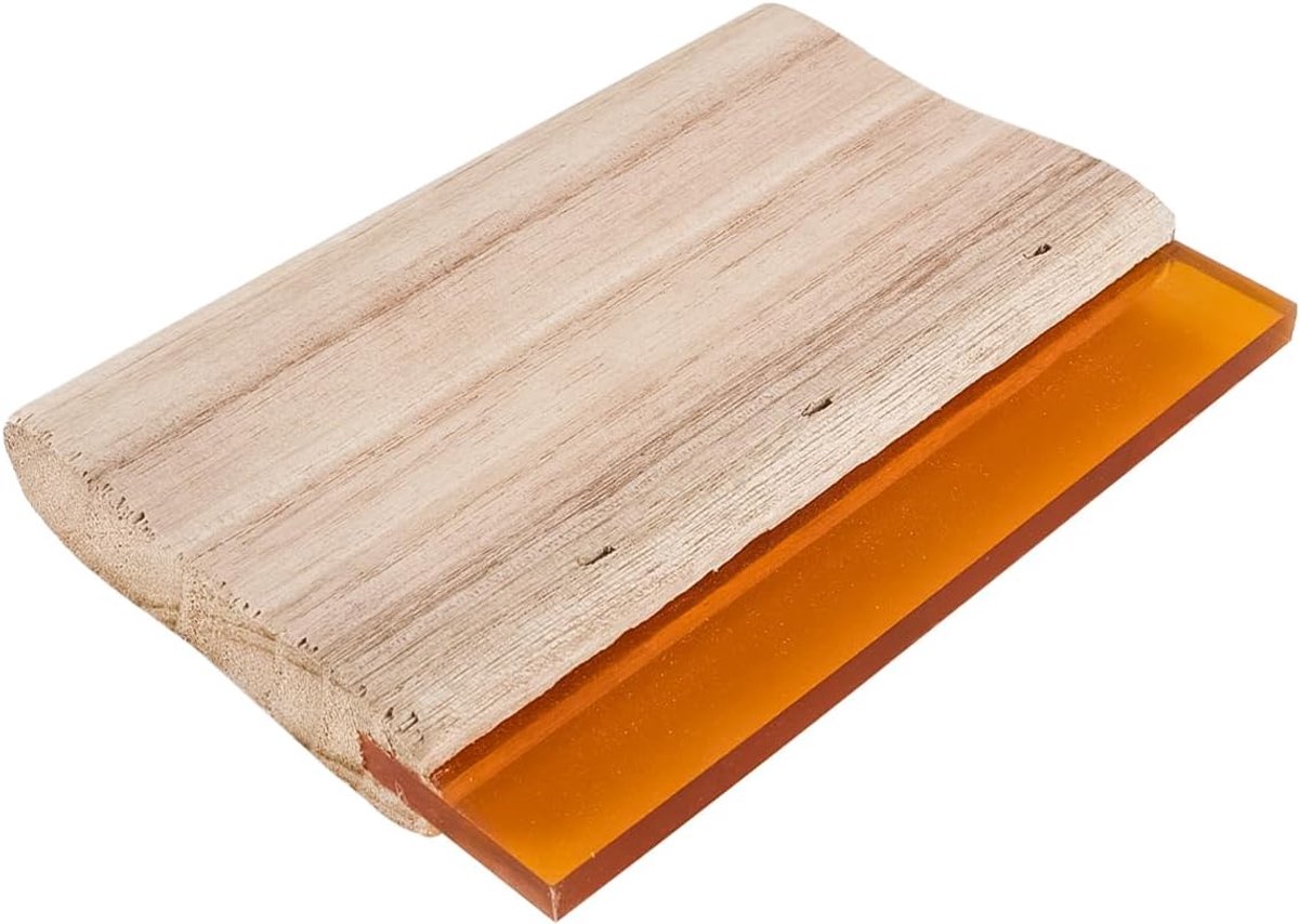 Zeefdrukwisser met houten handvat, 15 cm, gele klassieke rubberen lip, inktkrabber voor grafisch textieldruk, hobbygereedschap