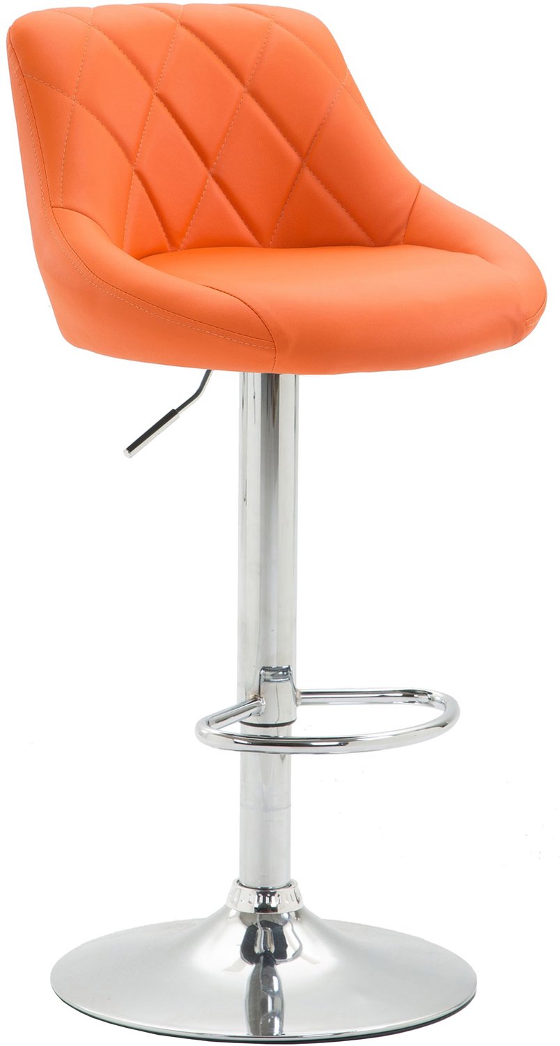 Luxe Comfort Barkruk - Kunstleer - Oranje oranje chroom