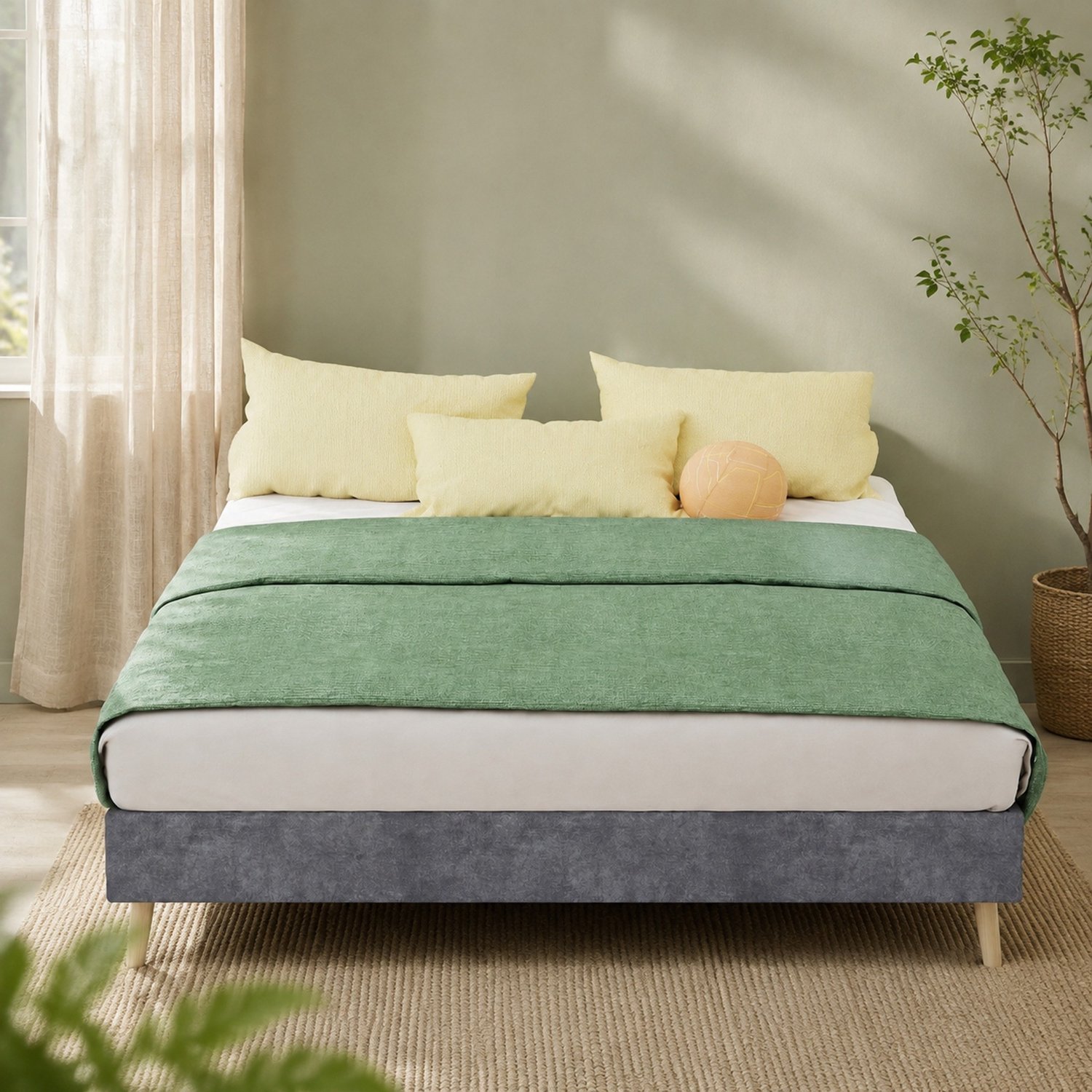 CHICFURN Gestoffeerd bedframe 140x200 cm - Lattenbodem - Grijs