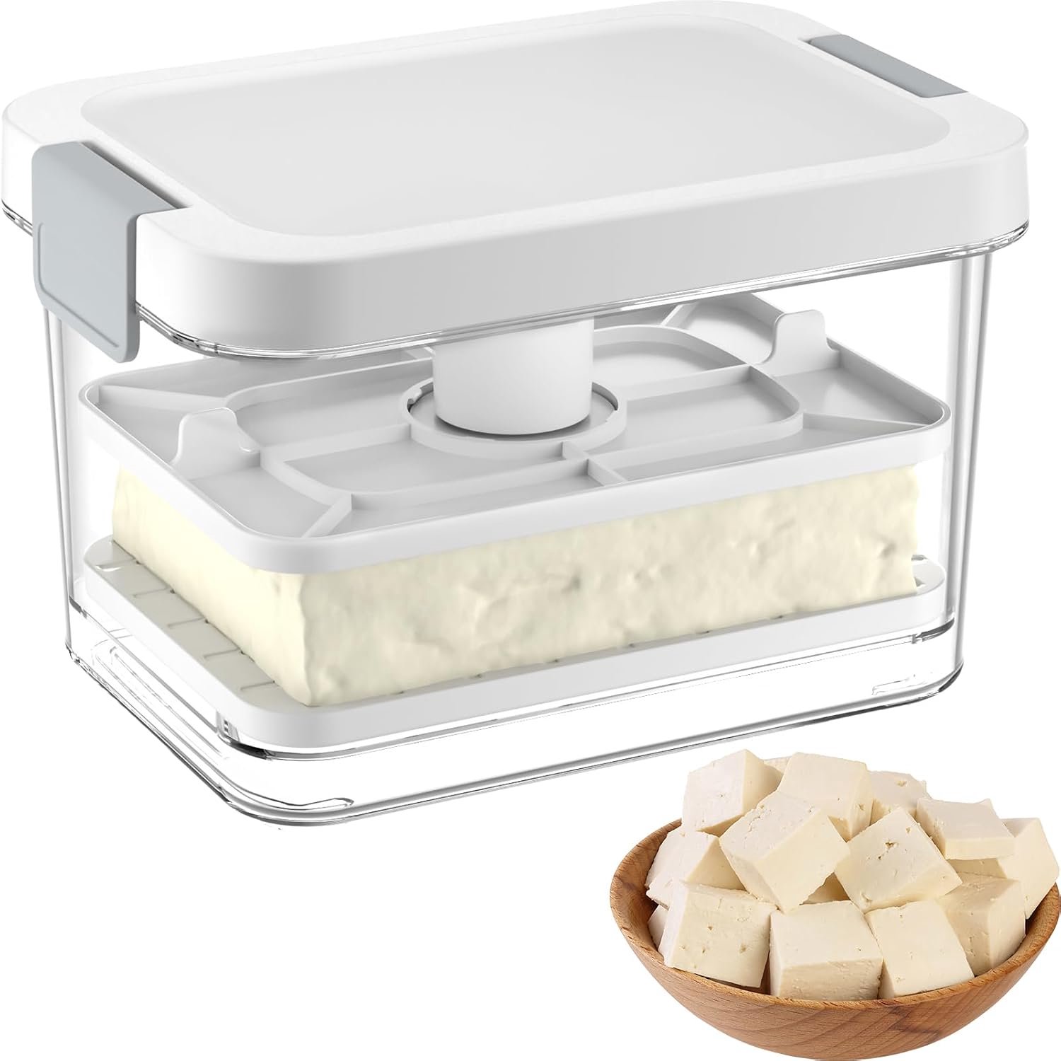 Press Tofupers voor Stevige en Extra Stevige Tofu, Tofu Vocht Afgieten | Tofu Presser met Uitlekplaat en Zeef, Snel en Moeiteloos Bereiden