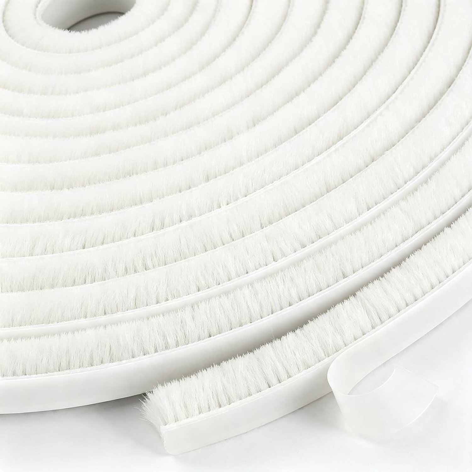 Borsteltochtstrip, Afmetingen 10 m(L) × 9 mm(B) × 9 mm(D) wit | Borstel Tochtafdichting, luchtstopper tegen Tocht voor Schuiframen en Buitendeuren, Water- en Stofbestendige Afdichtstrip