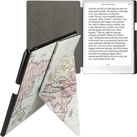 kwmobile e-reader hoesje geschikt voor Pocketbook InkPad One hoes - Ereader flip case met standaard - E reader cover van kunstleer - In zwart / meerkleurig — afbeelding 4