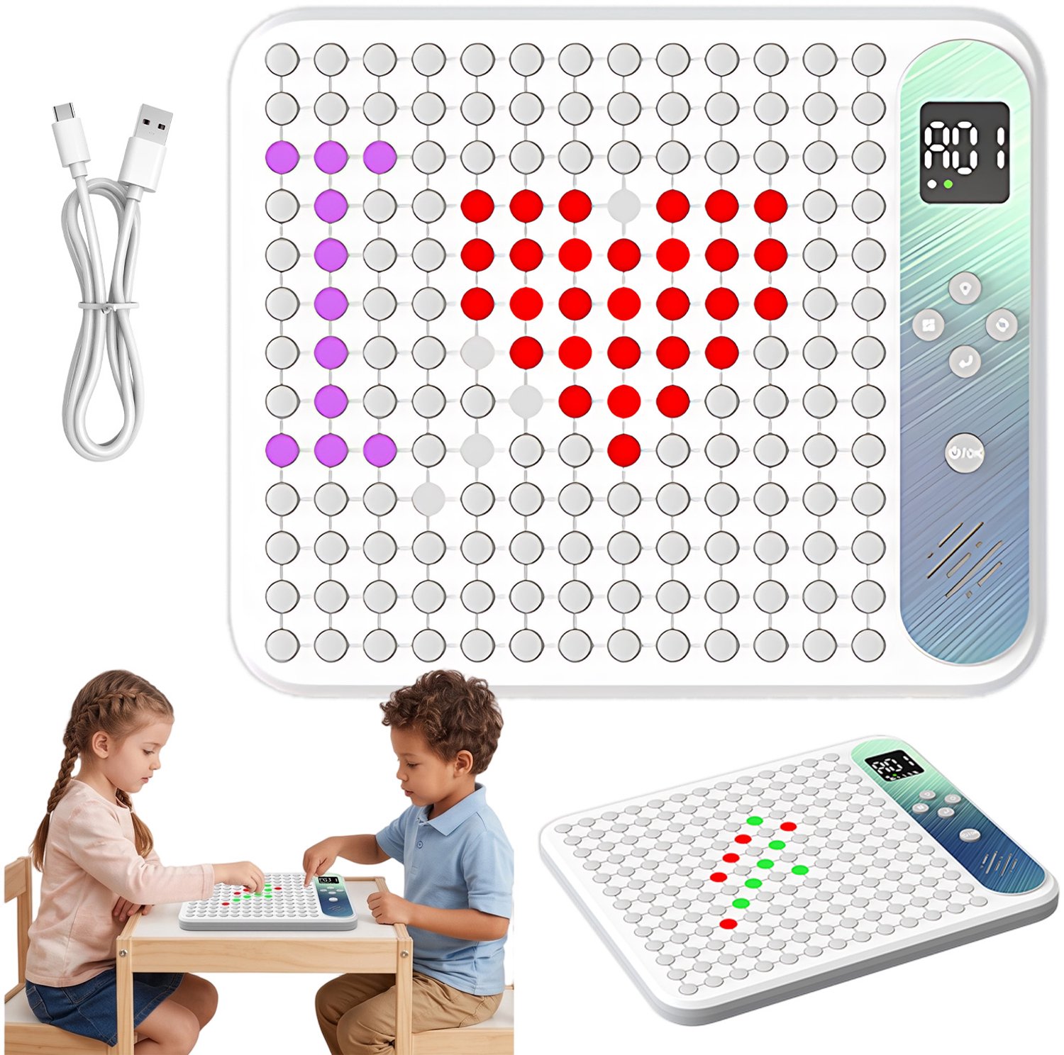 Intelligent Schaakbord - Elektronisch Schaakbord - Educatief Speelgoed - met 17 Spellen - 20,2 x 17 x 1,5 cm - 3 Spelvarianten - Instelbare Helderheid & Geluid - Oplaadbare - Multifunctioneel Schaakbord - Voor Thuis en Reis
