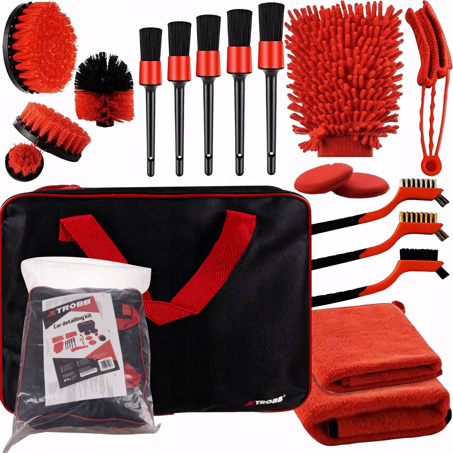 Uitgebreide Detailing Set Auto 19 Delen met Tas, Borstels & Doeken