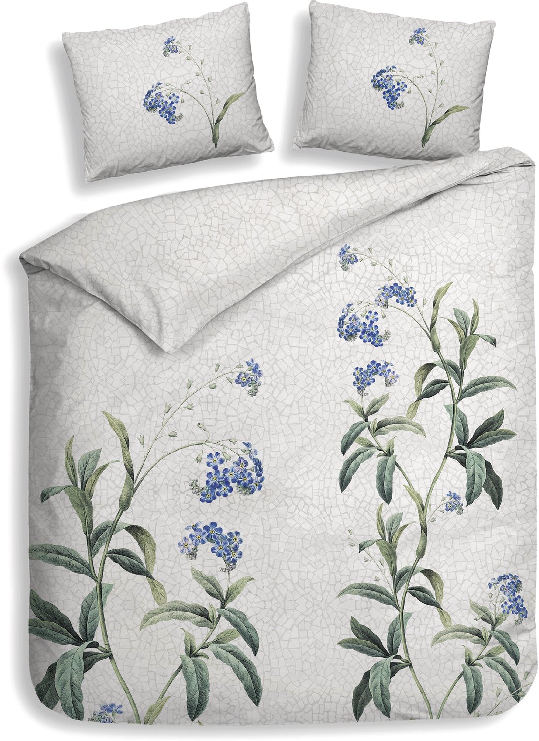 Heckettlane Dekbedovertrek Lacie - Dekbed met instopstrook - Grijs - Dekbedovertrek van 100% Katoen-Satijn - Bloemen - 240x200-220 cm + 2 slopen 60/70 cm - Zakynthos Lacie Light Grey