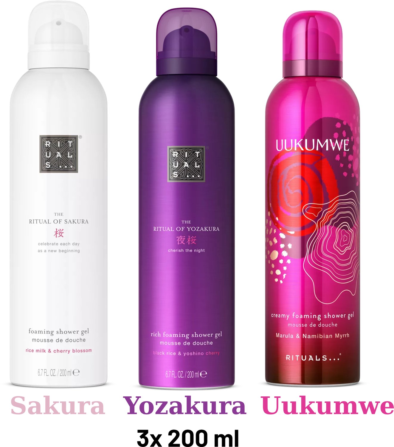 Rituals - Shower Gel Value Pack - Uukumwe 200 ml + Sakura 200 ml + Yozakura 200 ml - Douchegel - Shower Foam
