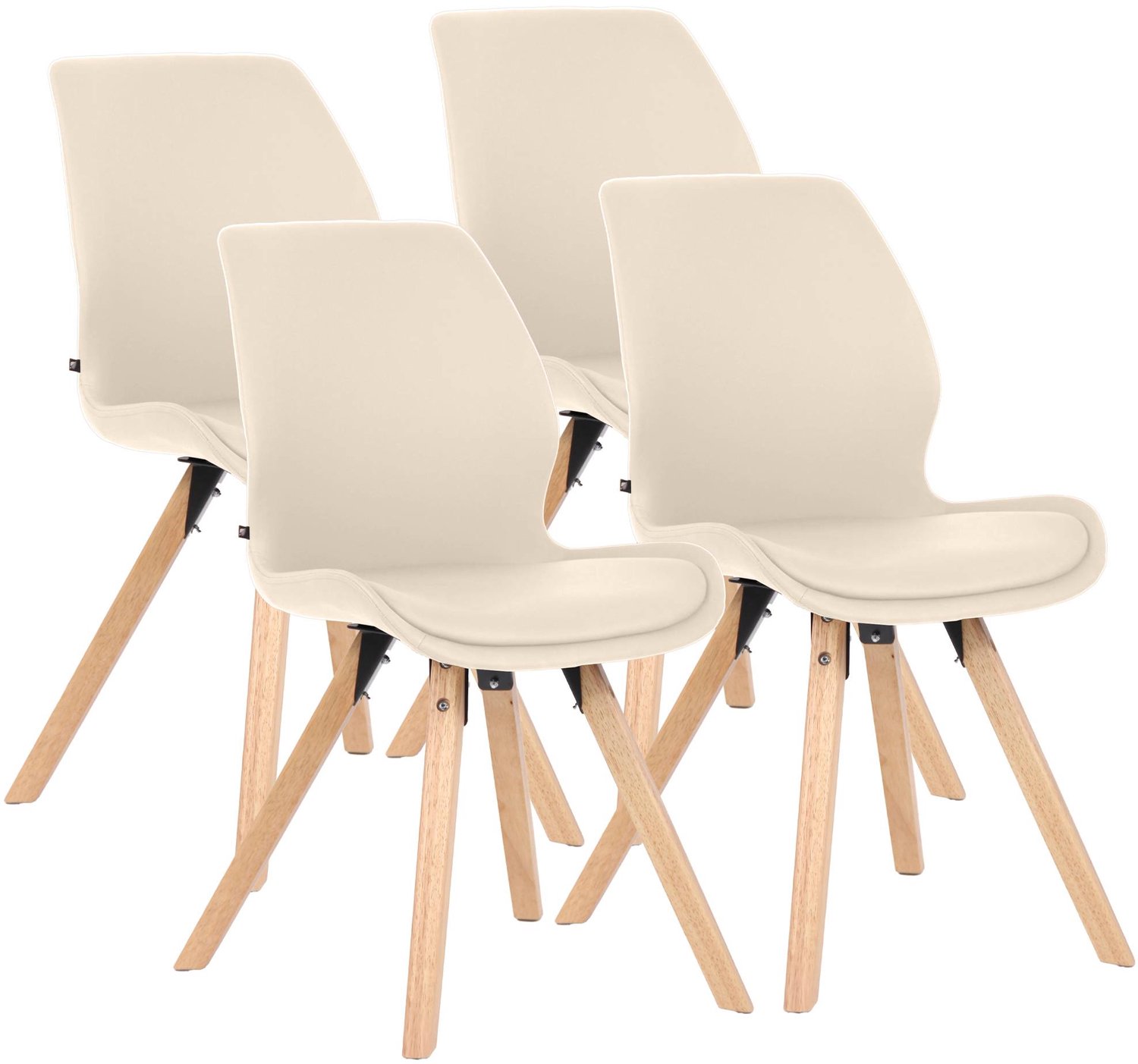 Luxe Comfort Eetkamerstoelen - Set van 4 - Kunstleer - Crème Kunstleer/creme