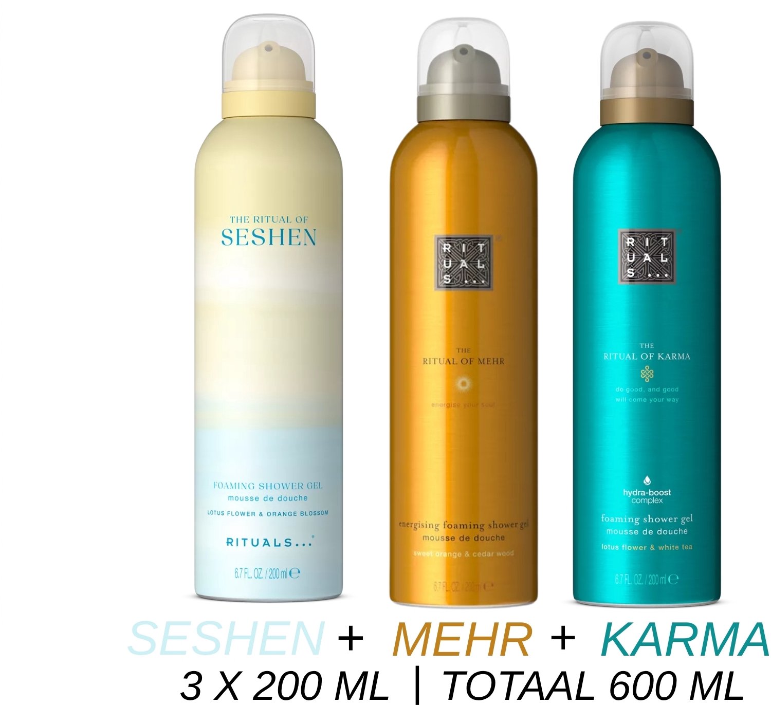 Rituals - Shower Gel Value Set - Seshen + Mehr + Karma - 3 x Shower Gel 200 ml = 600 ml - Douchegel - Doucheschuim