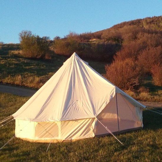 5m 900D Oxford Bell‑tent Luxe Glamping Tent Off‑wit, Dubbele Schoorsteenopening — afbeelding 3