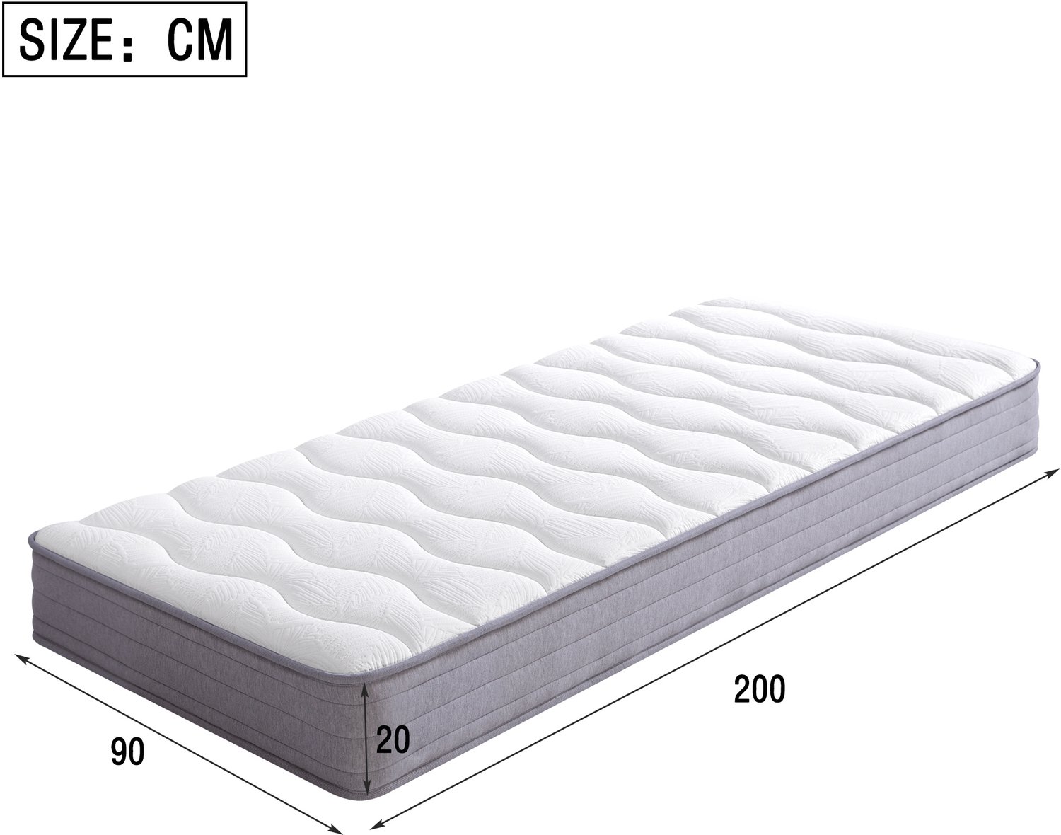 CHICFURN Binnenveringmatras 90 x 200 cm - H3 - ergonomisch - gerold geleverd