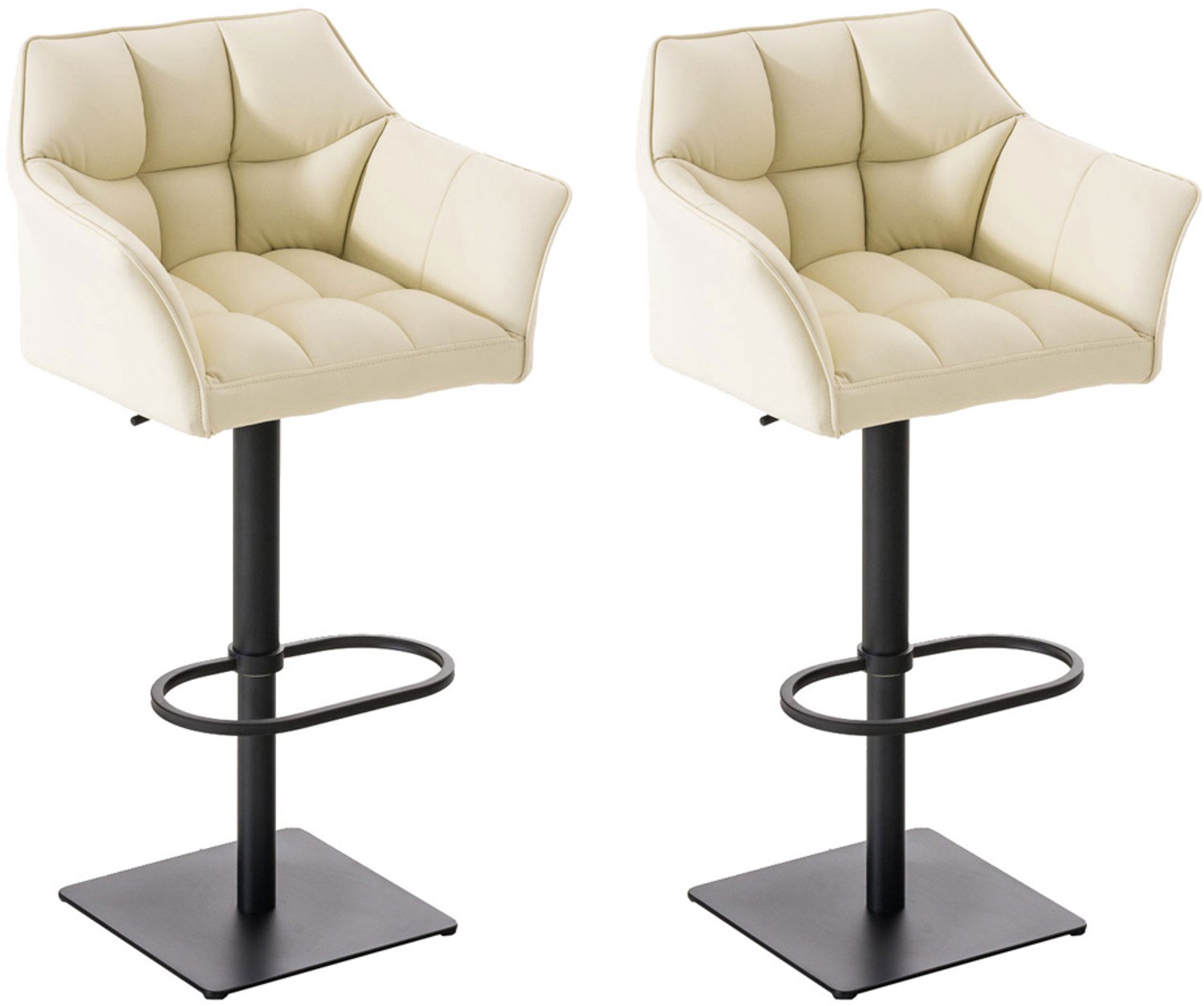 Luxe Comfort Barkruk - Set van 2 - Verstelbaar - Kunstleer - Crème creme zwart