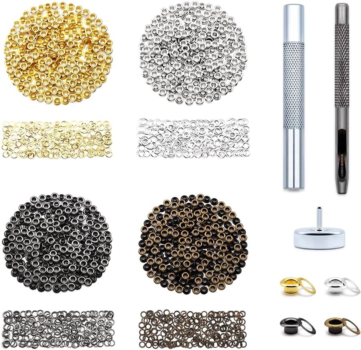 4-100#200T Oogjesset, 50-delige set met metalen ogen, ogen en grommet gereedschapsset, messing ogen in set