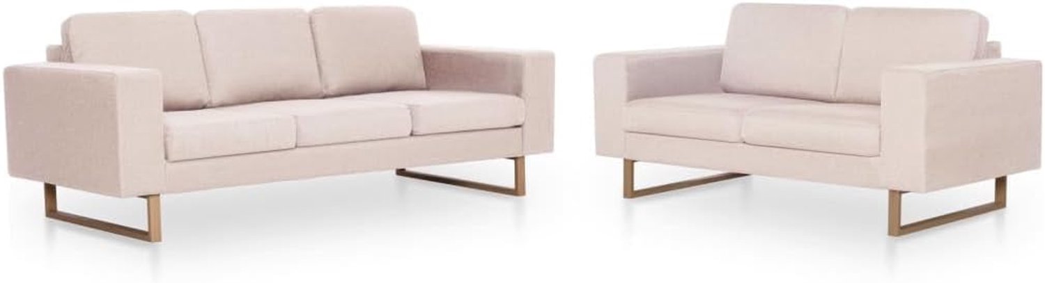 Slaapbank Kantoor Sofa 2-delig Sofa Set Stof Crème Wit voor Woonkamer, Slaapkamer, Kantoor