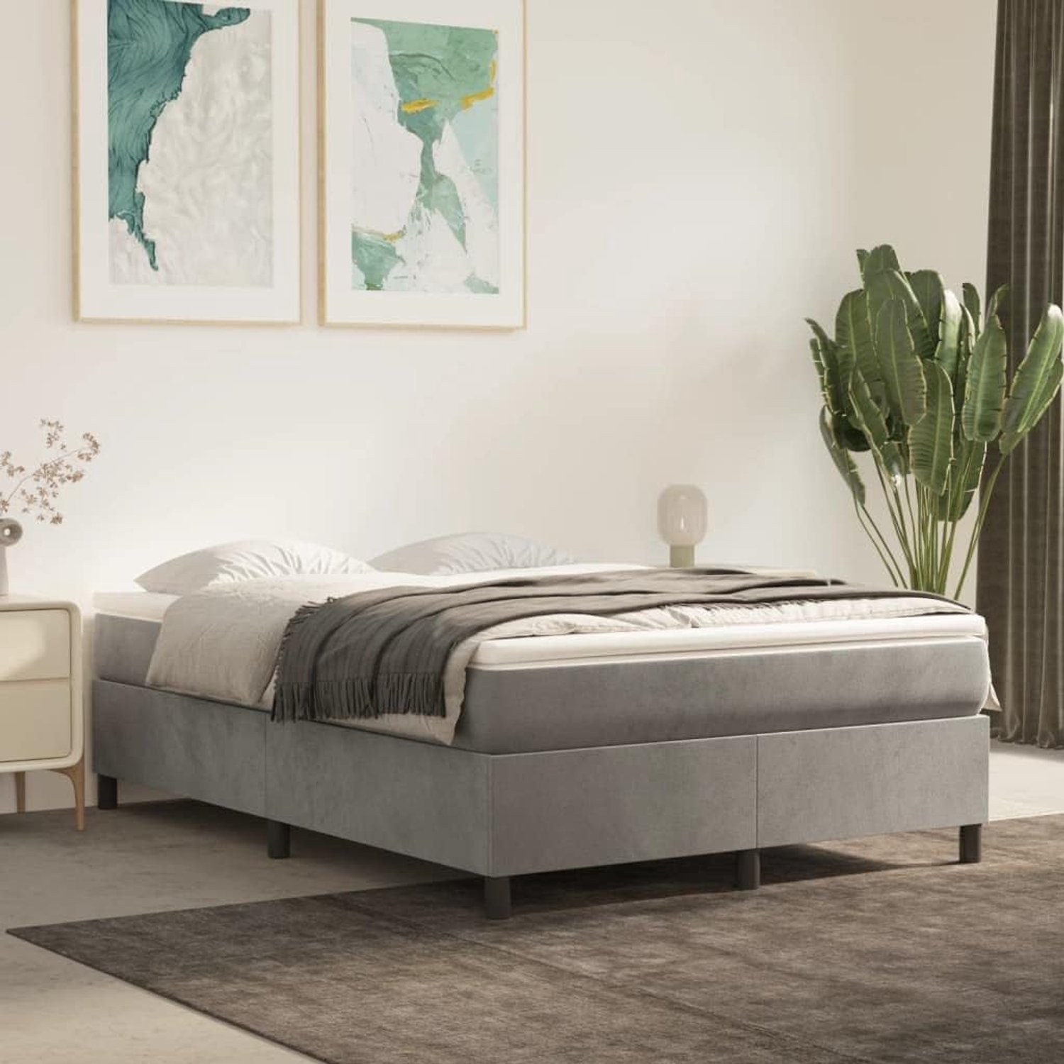 Pocketvering boxspringbed middelhard Lichtgrijs 140x200 cm