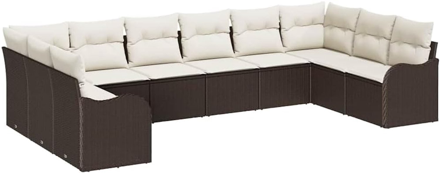 Sofa Set 10 st Bruin en wit poly rattan