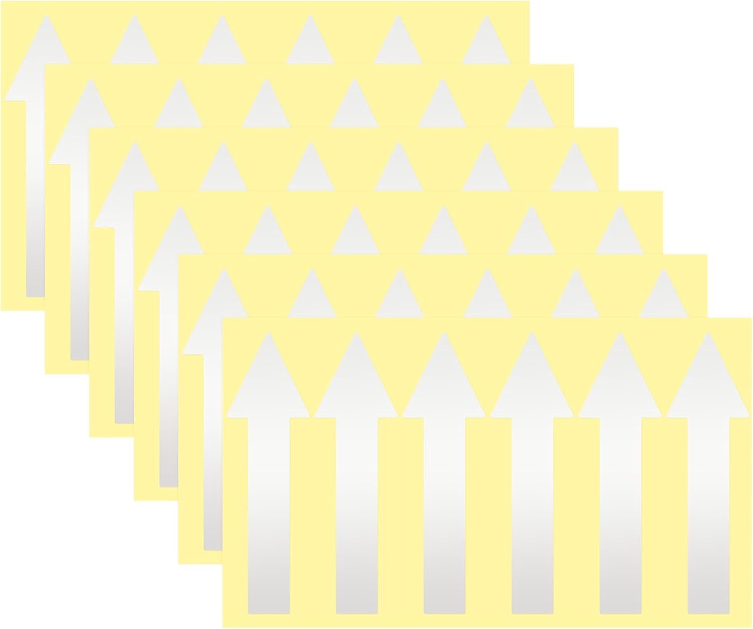 6 stuks pijlstickers, 100 x 30 mm, pvc, waterdicht, zelfklevend, directionele pijlen, verwijderbare directionele vloerstickers, stickers voor muurmarkering/verkeersbord [zilvergrijs]