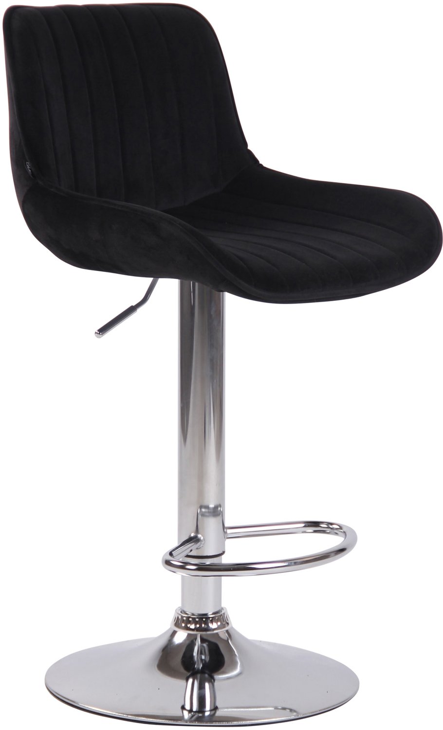Luxe Comfort Barkruk - Fluweel - Zwart zwart chroom