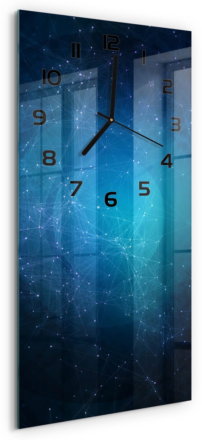 Tulup Wandklok - Sterrenbeeld Wandklok Glas Met Motief - 30x60 cm - Blauw Decoratieve Glazen Klok - Zwarte handen - Rechthoekige Klok - Gekleurde Glazen Klok - Glazen Klok Met Print