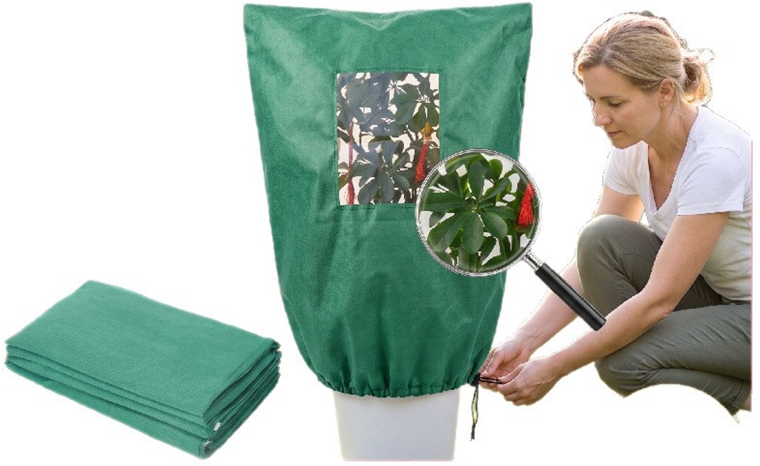 YAGXIG Beschermhoes planten - set van 1 - 240cm x 240 cm - tegen vorst- Plantenhoes tegen vorst-UV-doorlatend-Beschermhoes winter boom/plant -Beschermhoes Winter-Met transparant venster-Groen
