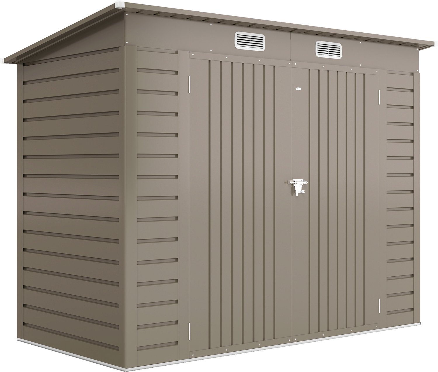 Sunona Metalen tuinhuis - Met dubbele deur en ventilatie - 249 x 121 x 166/183 cm - Lichtgrijs