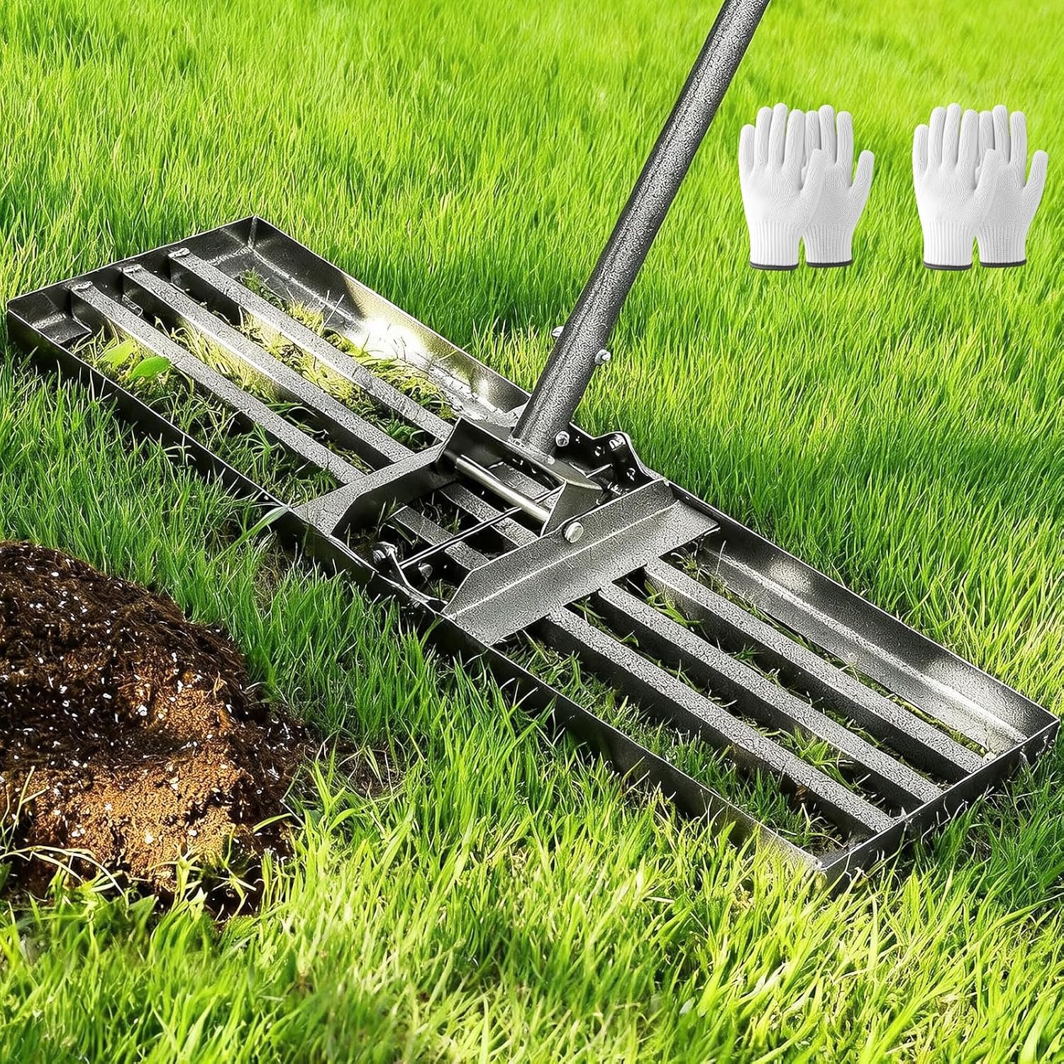 Nivellerende hark met verstelbaar handvat, 76 × 26 cm op zwaar werk