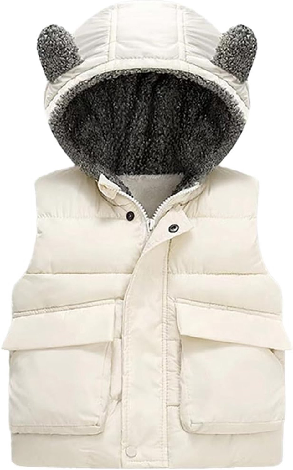 Jongens meisjes fleece jas berenoren mouwloos vest met capuchon