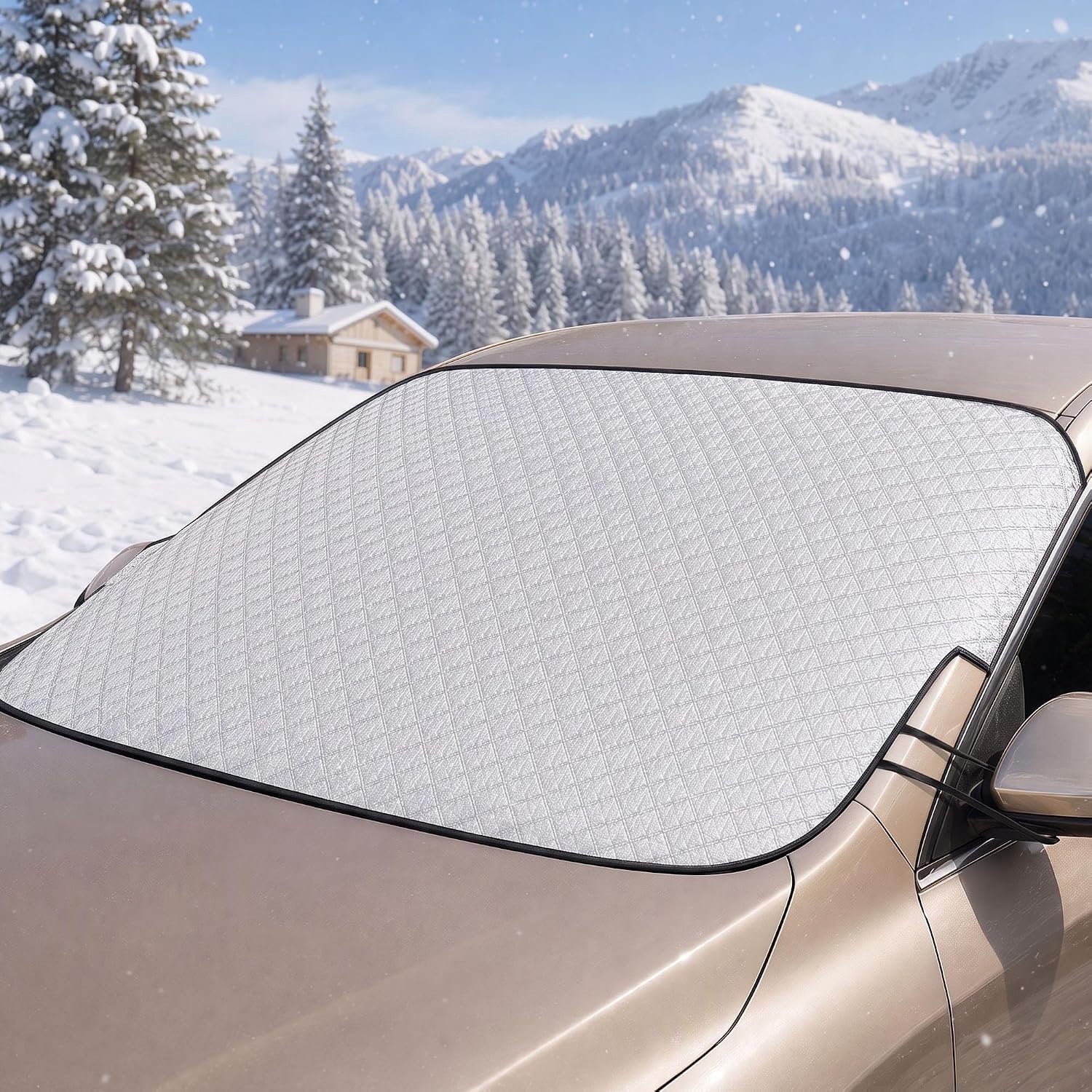 Zonnescherm UV Reflecterend voor Zomer, Voorruit Cover Auto Winter Vorst Cover Zonbescherming Auto Voorruit Cover Windscherm Cover 01