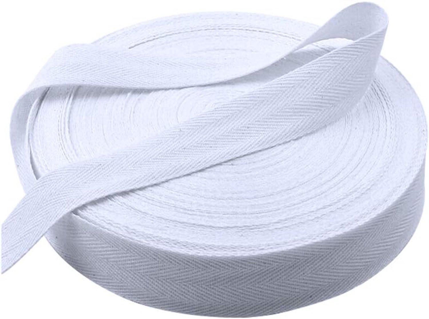 Biaisband, 50 meter gors, natuurlijke katoenen band, naai-visgraatrol voor naaien, dressmaking, handwerk, dressmaking, wit, 2 cm