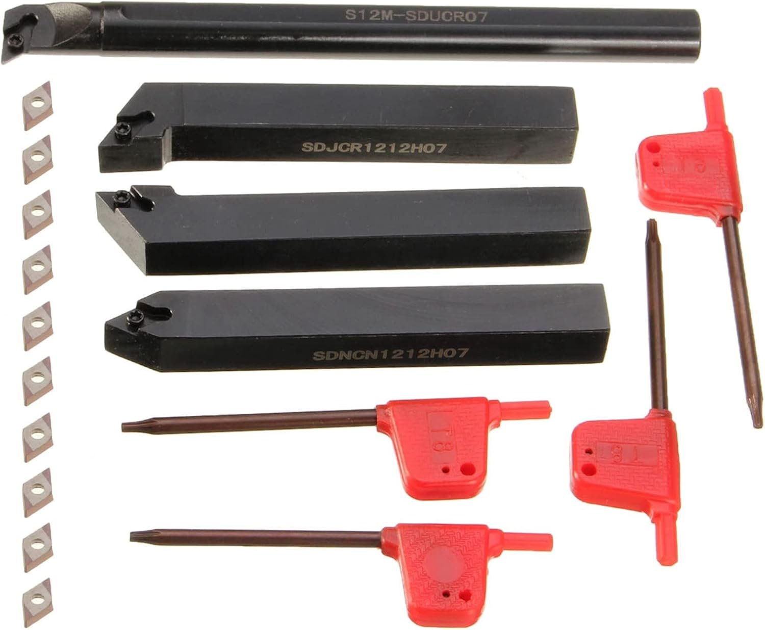 1/2 "12mm indexeerbare draaibank gereedschapshouders-4 STKS Metalen Boring Bar Draaien Tool Houders & 10 stks DC070204 Carbide Inserts voor Snijden Threading Grooving