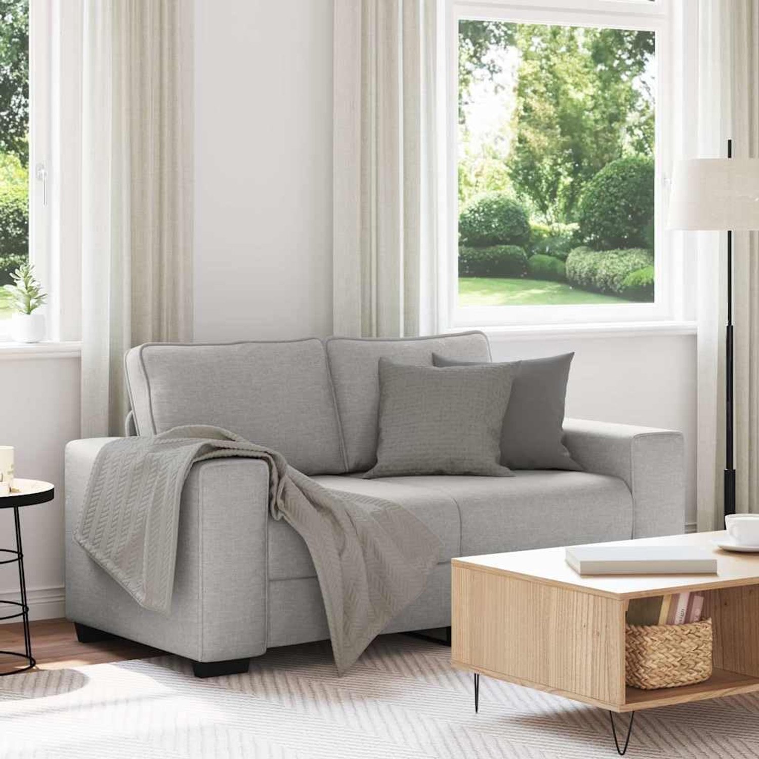 2-zitsbank wolkengrijs Gezellige stoel met bekleding voor woonkamer en kantoor 120 cm stof