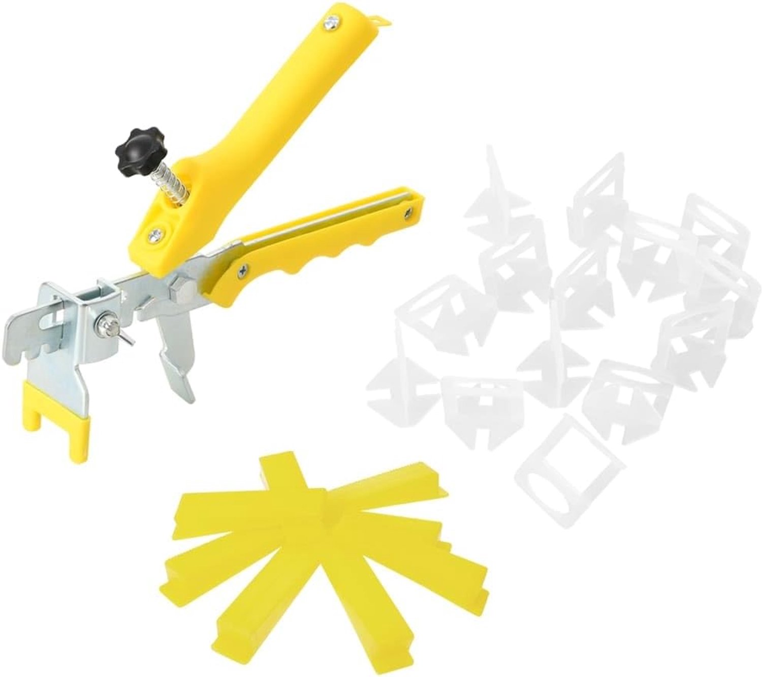 Tegelnivelleringssysteem set 2500 clips 1 mm 500 wiggen 1 tang - professionele tegelleghulp voor vloer en muur