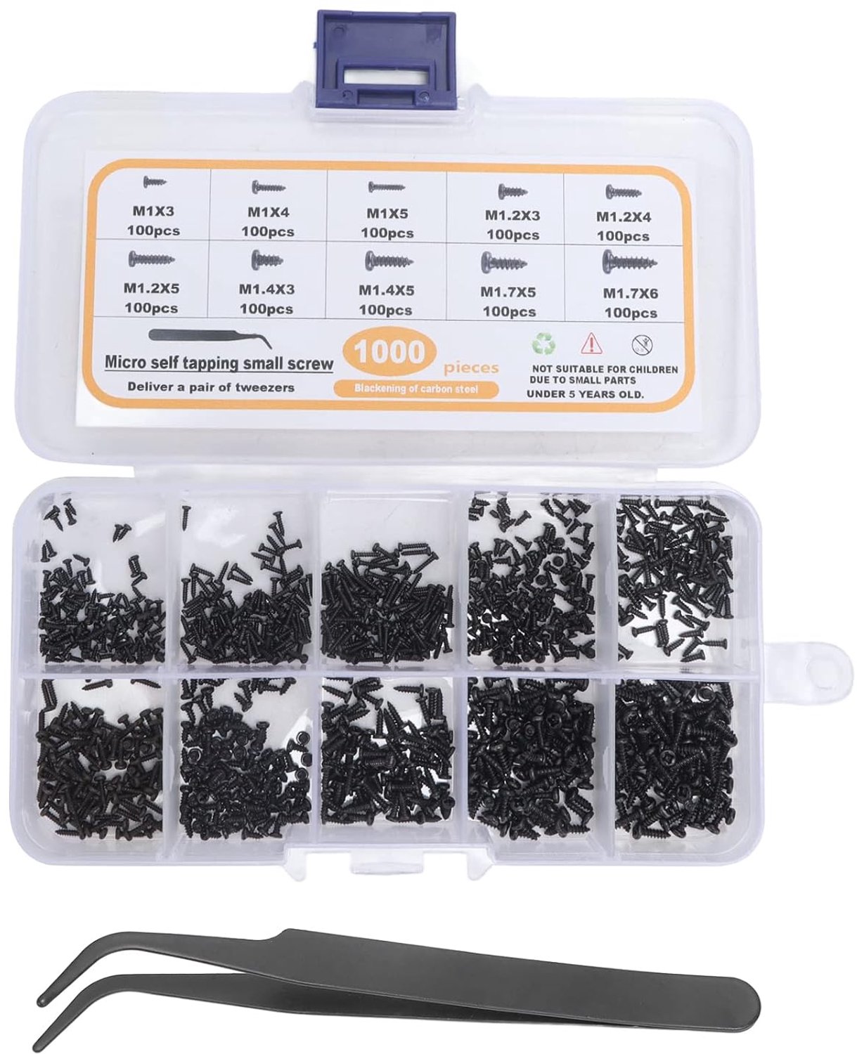 Schroeven Assortiment M1 M1.2 M1.4 M1.7 Pan Kleine Schroeven Kit Met Pincet Voor Bril Horloges Klokken Klein Speelgoed
