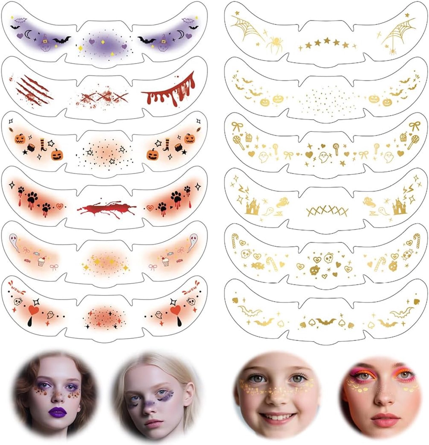 Tijdelijke tatoeages met nep-sproeten en henna, 12 stuks glitter-sproeten voor op het gezicht, voor carnavalsvoorstellingen, feesten en festivals (A)