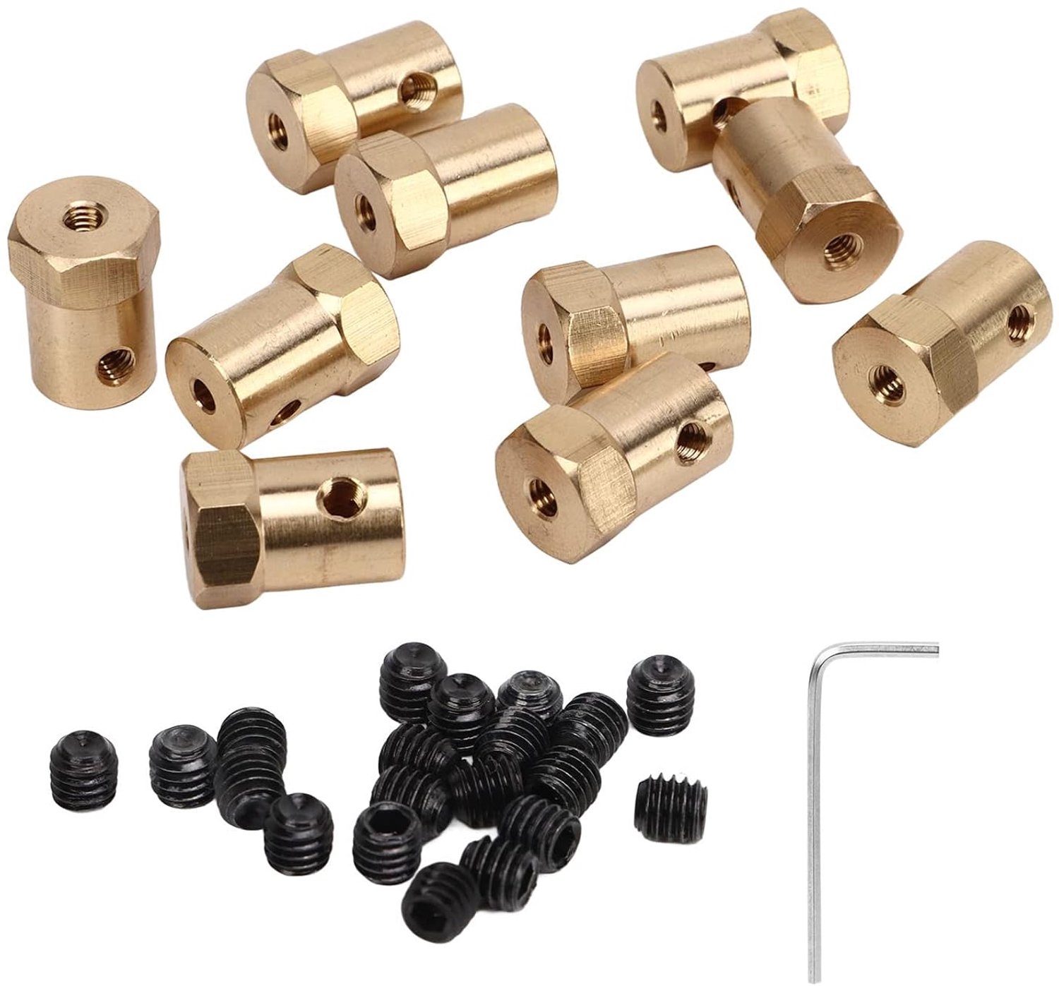 10 Stuks Motor Flexibele Koppeling Messing Hex Koppeling Connector voor RC Auto Wielen Banden As Accessoires 3mm ID