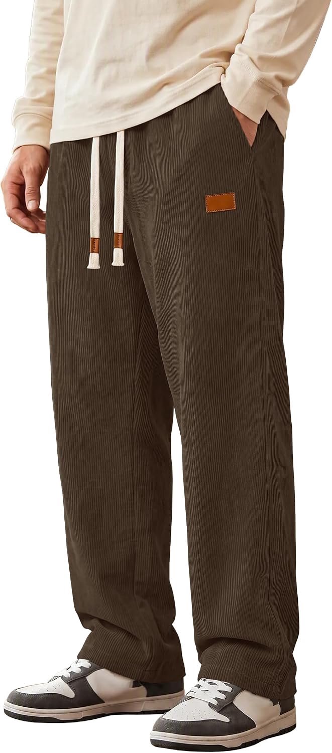 Corduroy broek rechte losse elastische tailleband