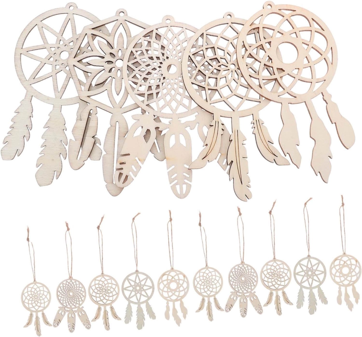 50 Stuks DIY Houten Droomvanger Onbehandelde Houten Cutouts Boho Wanddecoratie voor Slaapkamer Feest Studeerkamer Creatieve Knutselmaterialen voor Jongen Meisje Thuisdecoratie