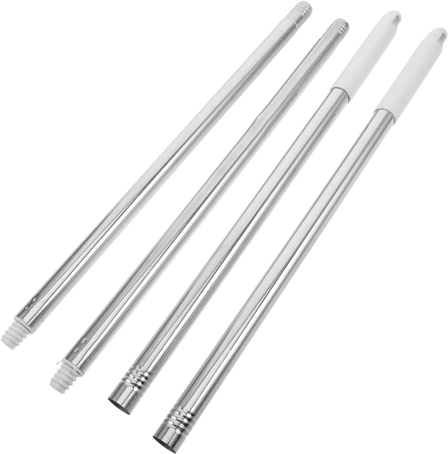 2 Stuks Rvs Dweilsteel met Schroefuiteinde -delige Universele Metalen Bezemsteel Vervanging voor Bezemkoppen Comfortabele Antislip Grip voor Huishoudelijk Schoonmaken