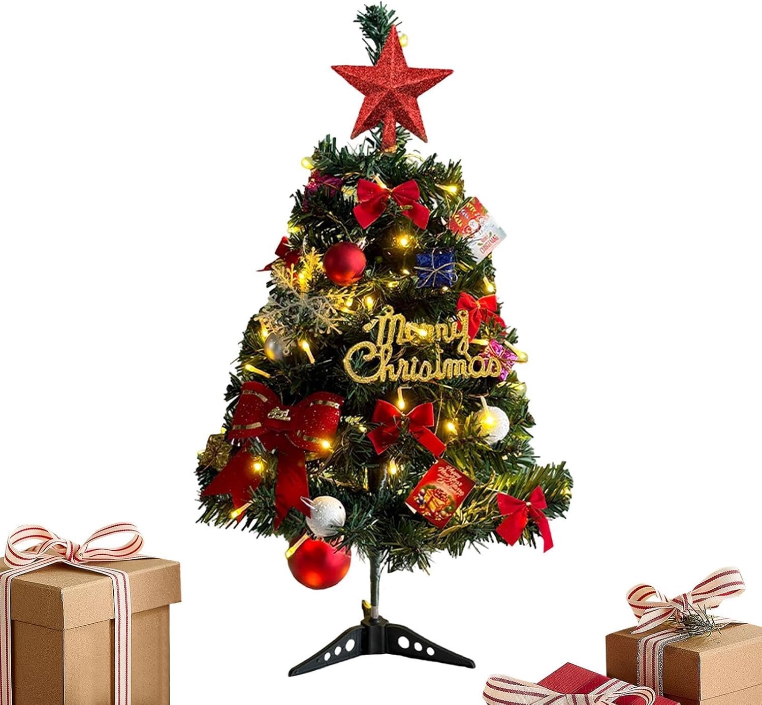 Kerstboom 43 cm Met Lichtjes Ballen En