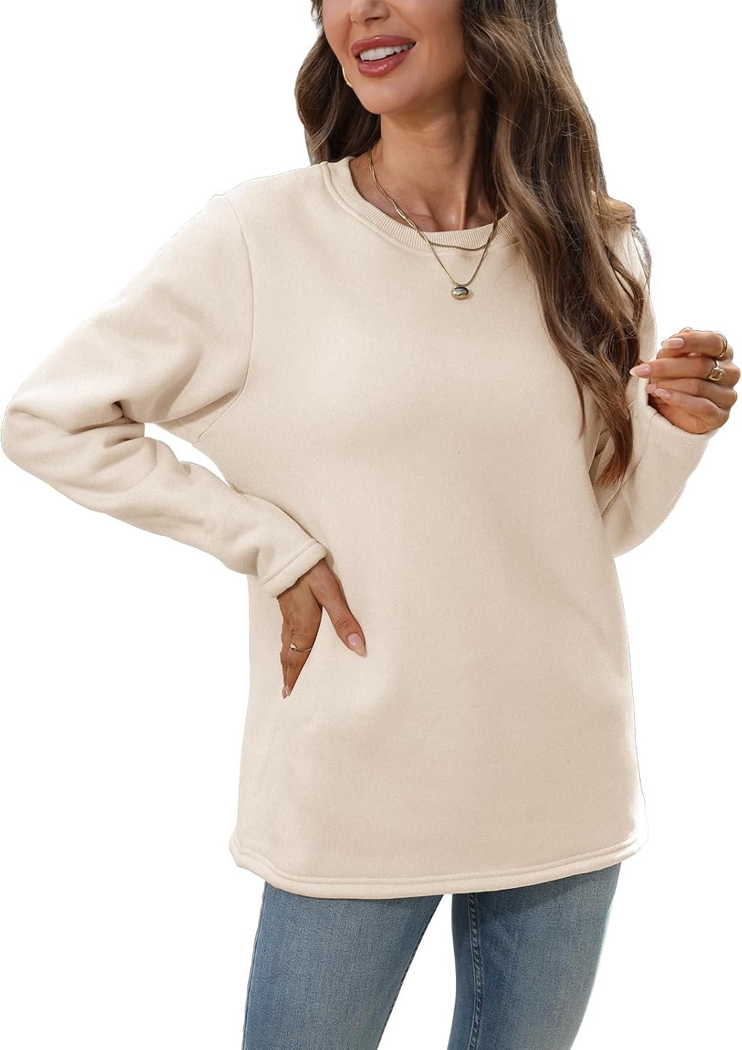 Trui voor dames, winter, warm, dik gevoerd fleece, sweatshirt, bovenstuk, thermoshirt, dames, lange mouwen