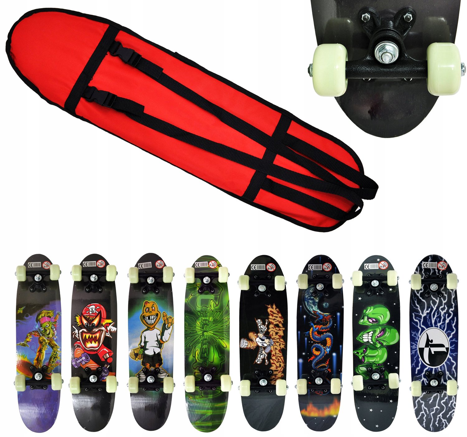 Compacte Skateboard 60cm met Tas 9 Lagen Kwaliteit Multicolor