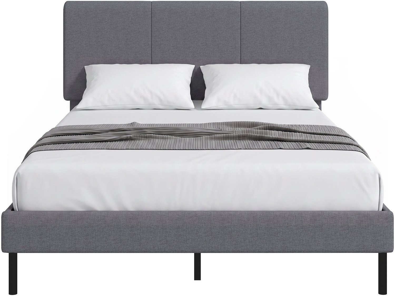 Homcom Bed Frame-Polyester, Sperrholz-150 x 208 x 112 cm-Dunkelgrau Donkergrijs
