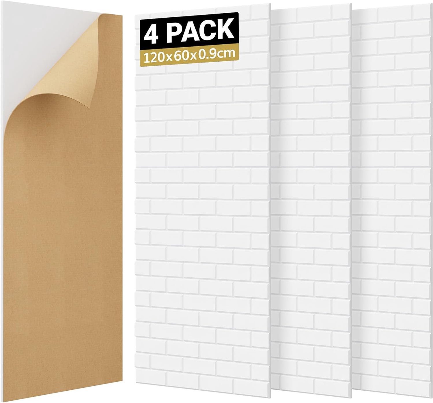 Baksteentype Akoestische Panelen zelfklevend, 4 St. 120x60x0,9cm Geluidsisolatie Geluidsbeschermingsplaten, zelfklevende wandpanelen voor Akoestische Behandeling en Wanddecoratie in Woonkamer