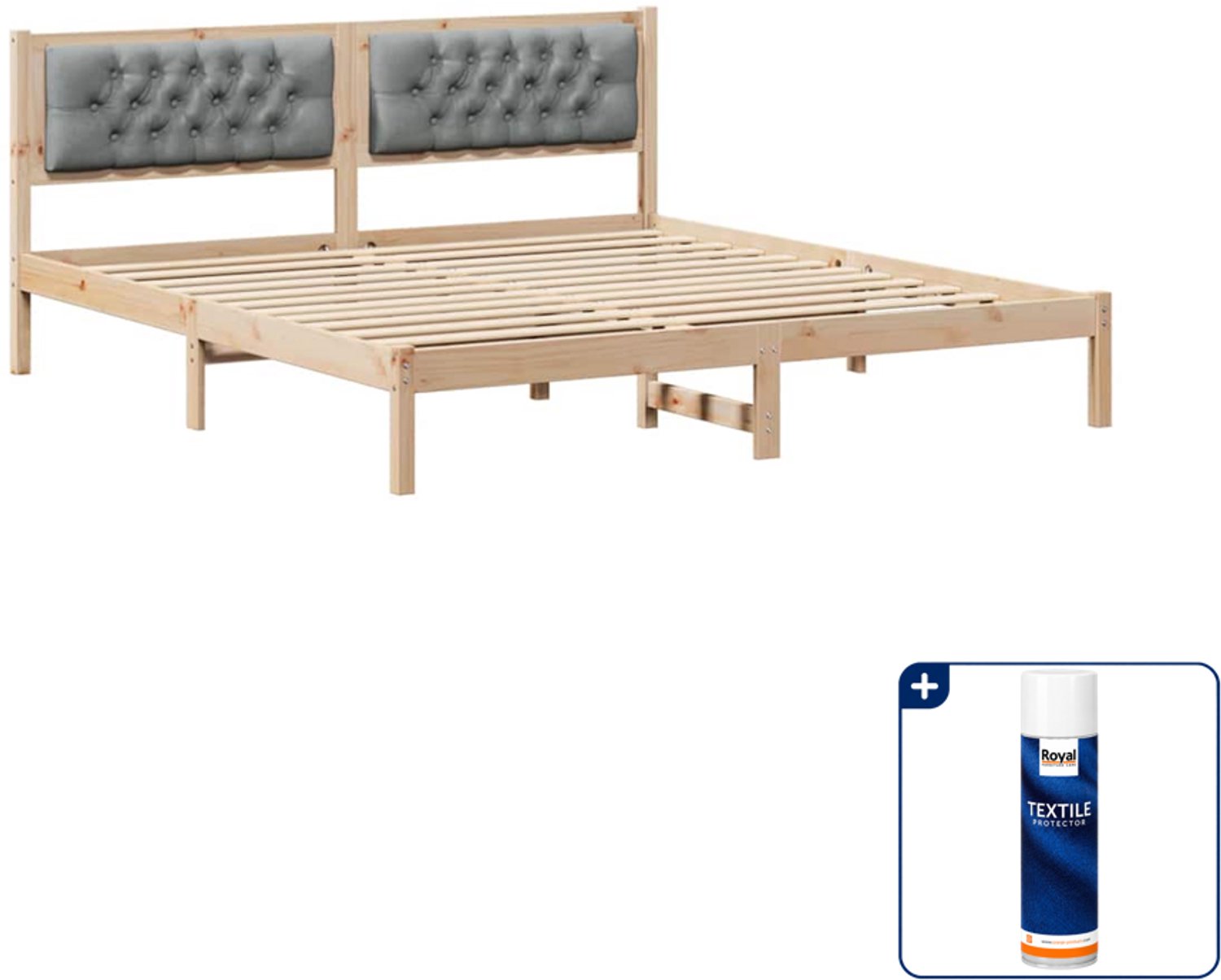 vidaXL bedframe - queensize - 160 x 200 cm - lichtgrijs - Inclusief textielbeschermer 500 ml Bruin