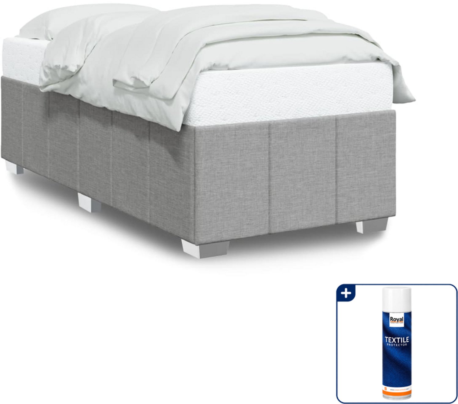 vidaXL bedframe - 80 x 200 cm - stof - lichtgrijs - Inclusief textielbeschermer 500 ml