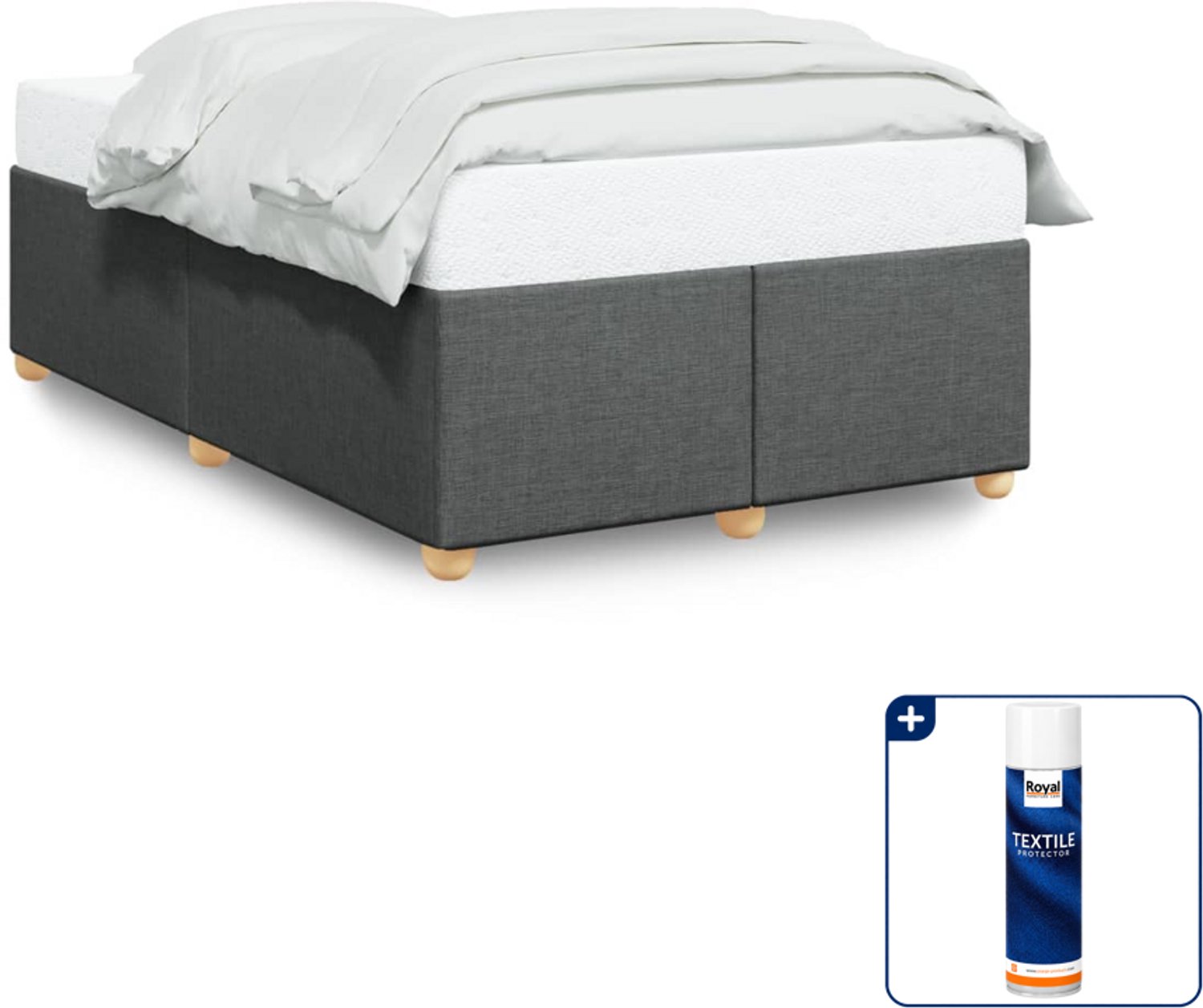 vidaXL Bedframe - 120 x 200 cm - stof - donkergrijs - Inclusief textielbeschermer 500 ml Roze