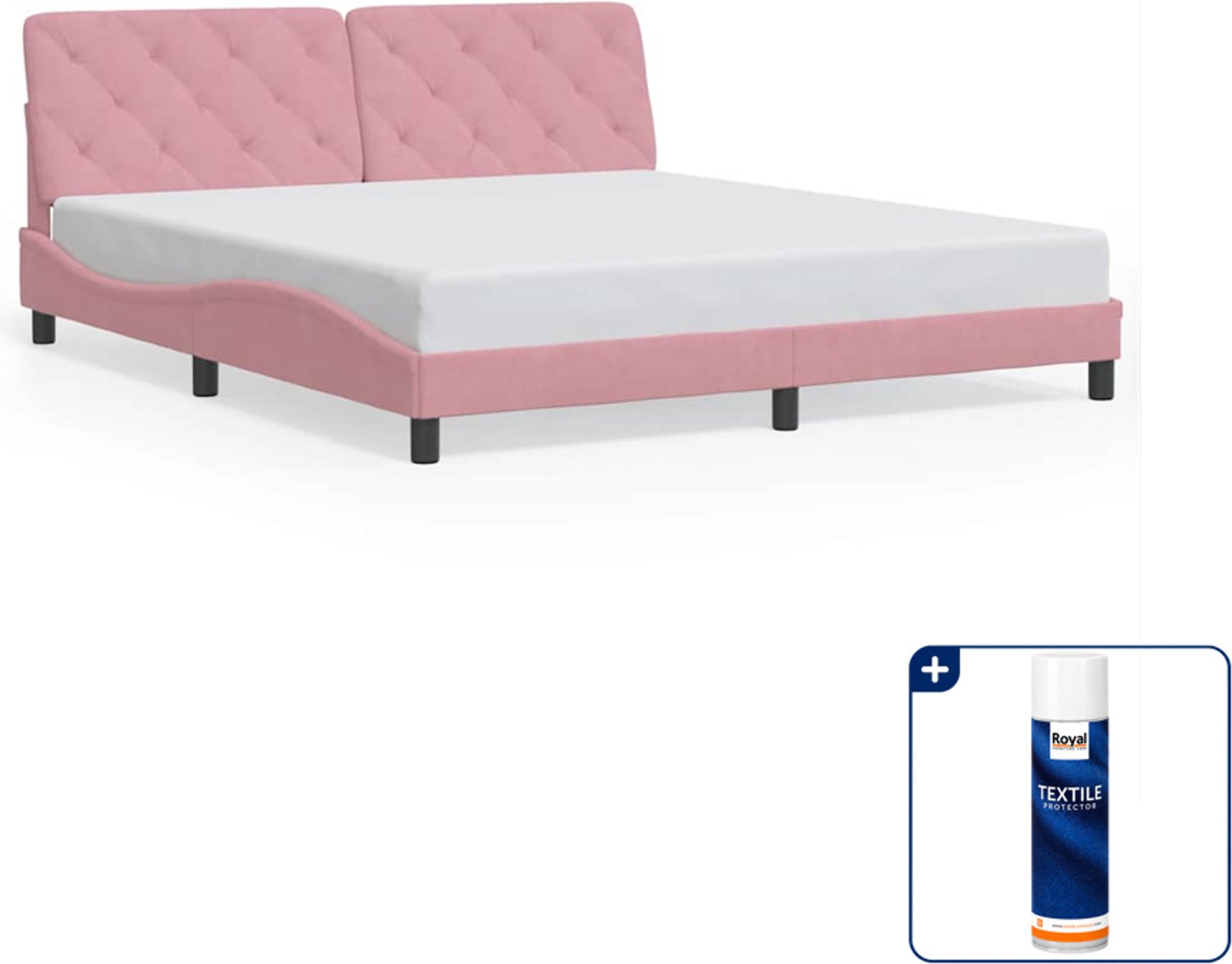vidaXL Kingsize bedframe - 180 x 200 cm - roze - Inclusief textielbeschermer 500 ml Blauw